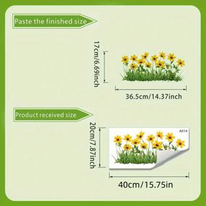 TEMU 1개 모던 벽 스티커 - 노란색 데이지와 잔디 꽃 디자인, 욕실 장식, 집 꾸미기에 적합, 매끄러운 표면 특징, 완벽한 휴일 선물, 독특한 홈 , 벽지 시트지, 현관문 시트지