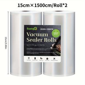 TEMU 진공 압축 백 2롤, 단면 메쉬 소시지, 보존 고기, 플라스틱 보존 백, 식품 진공 포장 백
