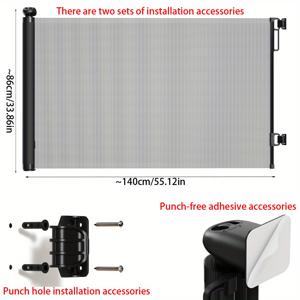 TEMU 쉬운 설치 드릴 없는 텔레스코픽 애완동물 게이트 - 튼튼한 ABS & 플라스틱 메쉬 울타리, 실내 계단용, 개 안전 장벽, 높이 조절 가능, 8.1