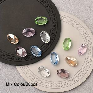 TEMU 20개 타원형 라인스톤 장식 - 다색 투명 젬 - 네일, 헤어 클립, 귀걸이, 휴대폰 케이스, 텀블러, 쥬얼리 만들기 액세서리 - 무향