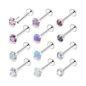 TEMU 12개입 20G 무나사 푸시인 코링 귀걸이 스터드, 6mm 바 외과 스틸 플랫 백 오팔 연골 트라거스 귀걸이 스터드 입술링 피어싱 주얼리 남녀공용 오팔 포함|피어싱|링귀걸이