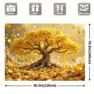 TEMU 행운의 머니 트리 배너 1개 - 상징이 있는 머니 트리 장식, 부와 행운을 위한 패브릭, 다양한 휴일 파티 장식용, 기념일 파티 및 축하 장식에 적합