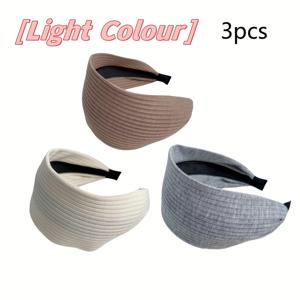 TEMU 다크/그레이 와이드 리브 헤어밴드 3개 세트 - 여성용 스타일리시한 단색 탄력 있는 머리띠, 편안하고 다용도 패션 액세서리, 캐주얼 복장이나 선물에 완벽, 고품질 원단