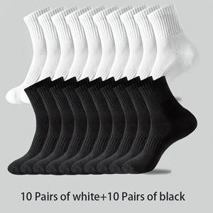 TEMU 남녀 공용 블랙 앤 화이트 스타일 통기성 미드 카프 양말 20/10 더블팩