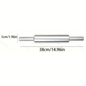 TEMU SHAON 스테인리스 스틸 롤링핀 - 미끄럼 방지 핸들 포함 - 전문가용 반죽 롤러 - 내구성 좋은 수동 누들 프레스 | 피자, 쿠키, 페이스트리, 파스타에 적합 | 세척이 쉬운 가정용 베이킹 도구, 크리스마스 및 할로윈 선물