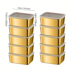 TEMU 두꺼운 밀폐 뚜껑이 있는 스테인리스 스틸 식품 보관 용기 10개 세트. 피크닉, 미니 휴대성, 식사 준비, 냉장고 정리, 주방 필수품에 적합하며, 전기 불필요, 식품 접촉에 안전합니다.