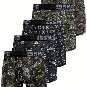 TEMU 5개입 - 남성용 롱 드로즈 팬티 혼합 세트|남자반바지|남성반바지