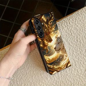 TEMU 갤럭시 Z 폴드 7 6 5 4 3 폴드5 폴드3 폴드6 폴드7 폴드4 호환 폰케이스 - 골든 드래곤, 화이트 타이거 백 커버