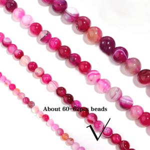 TEMU 1줄 천연석 장미빛 아게이트 비즈 - 보석 만들기용 루즈 라운드 비즈, DIY 팔찌 & 목걸이 제작, 4/6/8/10mm, 독특한 패턴, 고품질 보석, 비딩 재료, 공예 애호가용