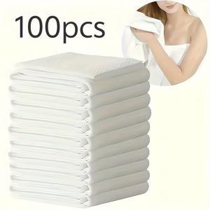 TEMU 19.69인치 x 11.81인치의 100매입 고수용성 일회용 타월 팩입니다. 이 일회용 타월은 미용실, 호텔에 적합하며, 다른 옵션보다 두껍습니다.