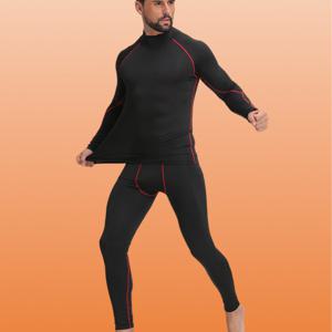 TEMU 2pcs 남성용 보온 압축 슈트 - 전신 & 보온성, 타이트핏 운동 세트 (셔츠 & 팬츠 포함), 사계절 체육관, 사이클링, 스키, 러닝 & 아웃도어 스포츠 기어, 고탄력 압축웨어|헬스복