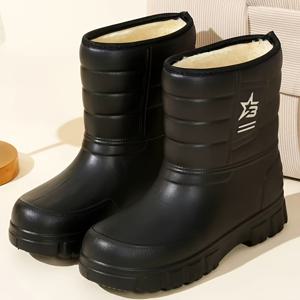 TEMU 남성용 보온 겨울 부츠 - 두꺼운 보온 밑창 & 헤비듀티 추운 날씨용 스노우 슈즈, 다양한 사이즈의 롱 부츠, 얼음, 눈, 야외 활동용 (보온 깔창 호환 가능)