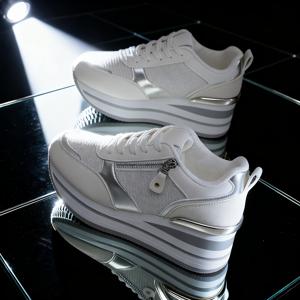 TEMU 여성용 두꺼운 밑창 레이스업 스포츠 신발 | 가볍고 튼튼한 미끄럼 방지, 패셔너블한 캐주얼 신발, 올 시즌, 단색, 폴리우레탄 갑피 및 안창, 패브릭 내부, PVC 밑창|운동화|여성운동화