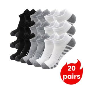 TEMU 20켤레 남녀공용 스포츠 양말, 통기성, 흡습성, 미끄럼 방지, 두꺼운 타월 밑단, 모든 계절에 적합, 농구 양말, 런닝 양말.