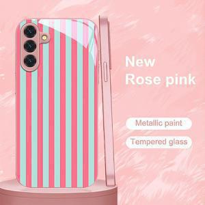 TEMU 휴대폰 케이스 - 핑크 & 라이트 블루 패턴, 삼성 갤럭시 S9+/S10/S20+/S20 울트라/S21 5G/S21+/S22/S23 플러스/S24 플러스/S25/S25 엣지/노트 9/노트 10/노트 10+/노트 20/노트 20 울트라 호환, 낙하 방지 강화 유리 보호 케이스|S21케이스