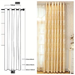TEMU 1개 럭셔리 유럽풍 우아한 커튼 패널, 펀치-스루 걸이 및 단면 기하학 자카드 - 거실 및 침실에 적합한 필터링 창문 드레이프