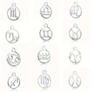 TEMU 12개/세트 304L 스테인리스 스틸 별자리 펜던트 남녀 공용 DIY 액세서리 팔찌 & 목걸이