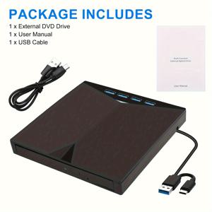 TEMU 노트북에 적합한 외장 CD/DVD 드라이브, 7-in-1 USB 3.0 DVD 플레이어, 휴대용 CD/DVD 버너, 노트북 및 데스크탑과 호환되는 CD ROM, Windows 11/10/8/7, Linux 및 Mac OS와 호환 (블랙)