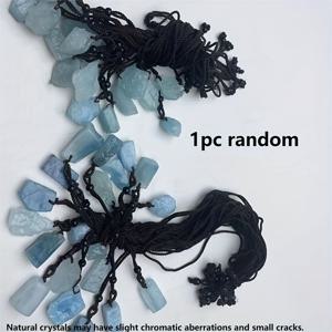 TEMU 천연 아쿠아마린 펜던트 목걸이, 정품 스톤 아쿠아마린 주얼리, 완벽한 선물