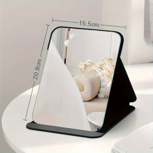 TEMU 휴대용으로 간편하게 접을 수 있는 고화질 단일 접이식 메이크업 거울. 여학생 기숙사 및 학생들을 위해 디자인되었습니다. 메이크업 테이블에 적합하며 여행, 화장대, 기숙사 방에서 사용하기에 좋습니다.