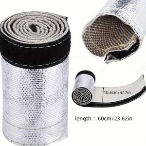 TEMU 알루미늄 열 절연 슬리브, 열 차단, 연료 파이프 보호, 은색 호스 절연 슬리브, 고온 저항 및 노화 저항 성능, 열 차단 슬리브, 절연 와이어 호스 커버, 랩된 루움 튜브 600 * 106mm