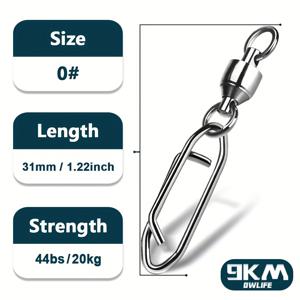 TEMU 25팩 (25개) 9KM DWLIFE 볼 베어링 스위블 낚시 스냅 스플릿 링 포함 - 헤비듀티 소금물/민물 스피너, 6사이즈 라인 커넥터, 소금물 낚시, 루어, 지그, 플라이 낚시용 (황동/스테인리스) - 모든 낚시와 호환 가능