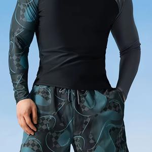 TEMU 남성 수영복 2024 신상 퀵드라이 더블레이어 수영복 세트|수영복|레쉬가드|래시가드