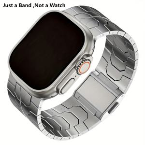 TEMU MOOSOO 티타늄 시계 밴드 49mm 45mm 44mm 42mm, Apple Watch Ultra 49mm / Ultra 2 49mm / SE 2 SE 시리즈 6 5 4 3 2 1 호환, 22mm 너비 조절식 티타늄 링크 자석 걸쇠 포함