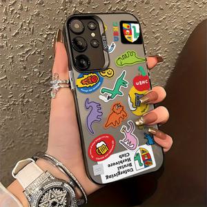 TEMU 창의적이고 재미있는 공룡 일러스트리션 갤럭시 S25 S24 S23 S22 S21 S20 FE 울트라 플러스 4G 5G용 폰 케이스, 방탄 프로스트 백 커버