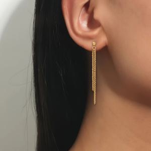 TEMU 1Paip INS 긴 태슬 스테인리스 스틸 귀걸이, 유럽 및 미국 니치 디자인 체인 드롭 귀걸이 여성용, 긴 태슬 귀걸이 스테인리스 체인 및 콜리플라워 체인 스터드