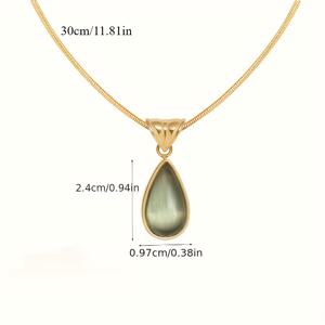 TEMU 프렌치 스타일 투명한 그린 눈물방울 목걸이 쇄골 체인, 스테인리스 스틸 제작, 가볍고 내구성 좋음, 바다에서 영감을 받은 디자인. 데일리웨어 및 모든 행사에 적합, 데이트용 완벽한 액세서리, 선물용으로 이상적인 선택