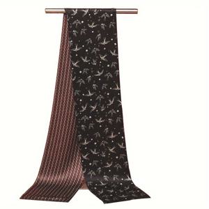 TEMU 우아한 남성용 양면 스카프 - 별하늘 & 제비 기하학 패턴, 블랙 & 골드 럭셔리 넥타이, 정장 & 캐주얼 착용, 모던 어반 스타일 액세서리