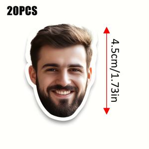 TEMU 20/40개 맞춤 얼굴 스티커, 맞춤 인물 스티커, 싱글 파티 및 생일 축하 행사를 위한 재미있는 얼굴 스티커, 만화 디자인 및 애완 동물 주인 테마 특징.