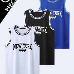 TEMU 3pcs 남성 농구 탱크 탑 - 고탄성 빠른 건조 폴리에스터, 슬리브리스 운동 조끼 