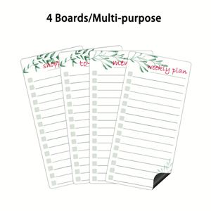 TEMU 4개 냉장고 자석 지우개 리스트 보드, 냉장고 할 일 목록 화이트보드 세트 - 녹색 지우개 상점 목록 화이트보드 (마커 2개 포함)