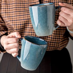 TEMU 2개 세트 (2.28*4.4*3.7인치) 450ML 대형 별이 빛나는 밤 세라믹 머그 - 빈티지 블루 앤 화이트 디자인, 재사용 가능, 가정, 사무실용 또는 선물용 커피 컵, 차를 내는 데 적합, 우유 마시기 등, 커피 바 액세서리.