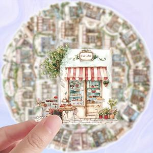 TEMU 50장 투명 수채화 코티지 두들 스티커 - 빈티지 샵, 플로럴, 그린리 패턴의 일회용 스크랩북 데칼, 저널, 캐리어, 물병에 적합 - 혼합 컬러 아트 크래프트 선물, 스크랩북 스티커, 저널 데코, 빈티지 샵 이미지, 창의적인 아트 스티커