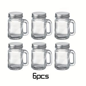 TEMU 6개 & 12개 미니 핸들 컵, 1.18oz 이탈리안 커피 컵, 유리 재질, 휴대용, 에스프레소에 적합, 캠핑용 밀폐 유리병