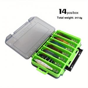 TEMU 14개 낚시 미끼 키트 수평형 스퀴드 지그 베이트 인공 발광 웨브피트 문어 에이글러 루어 워블러 컷틀피쉬 후크 해양 장비