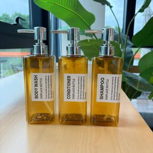 TEMU 3개 세트 500ml/16oz 대용량 스퀘어 플라스틱 병, 누수 방지 리필 가능 샴푸 & 컨디셔너 디스펜서, 홈 & 호텔 욕실 샤워 용품