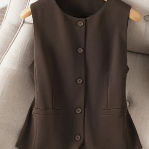 TEMU 새로운 스타일리시하고 우아한 봄, 여름, 가을 조끼. 캐주얼 웨어에 완벽하며 사무실에서도 활용하기 좋습니다.