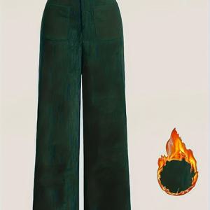 TEMU 솔리드 컬러 우아한 캐주얼 여성용 하이웨이스트 레그 팬츠