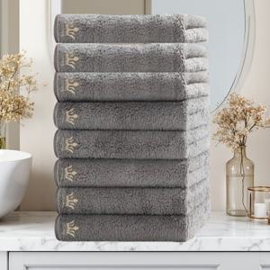 TEMU 8pcs 세트 신형 크라운 스타일 고급 자수 코랄 타월, 사이즈 70*42cm, 순수보다 부드럽고 보풀 없이 흡수력 우수. 가정용 욕실, 수영장, 호텔, 스파, 사우나, 야외 해변 등에 적합. 크리스마스, 발렌타인데이, 독립기념일, 추수감사절, 물놀이 축제, 할로윈 커플 선물로 이상적|비치타올|수건