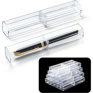 TEMU 20개 투명 펜 선물 상자 - 투명 플라스틱 대량 보관 케이스, 골드 액센트 뚜껑, 학교, 사무실, 기념품용 내구성 좋은 재사용 가능 정리함 - 볼펜, 연필, 마커에 적합 - 학생, 교사용 대량 포장|필통