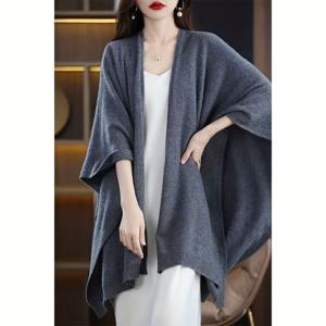 TEMU 울 만든 대형 숄, 따뜻한 조끼, 레이지 스타일 개미 재킷