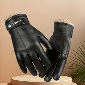 TEMU 맞춤 이름 로고 - 남성용 두꺼운 따뜻한 양가죽 장갑, 겨울 따뜻함, 스키, 사이클링, 라이딩, 운전, 드라이브 글러브, 남성용 드라이브 글러브, 겨울 장갑