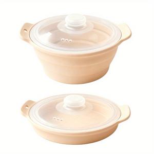 TEMU 1개 접이식 실리콘 찜기 (뚜껑 포함) - 전자레인지 사용 가능, 에어프라이어 호환, 가정 요리 및 캠핑을 위한 컴팩트 디자인, 내구성 및 세척 용이|전자레인지|에어프라이어