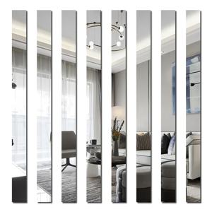 TEMU 20개 아크릴 미러 벽 스티커, DIY 침실/욕실/복도/TV 배경/창문/사무실용 프레임리스 장식 거울, 길이 19.69/7.87인치, 너비 1.97/1.18/0.787인치