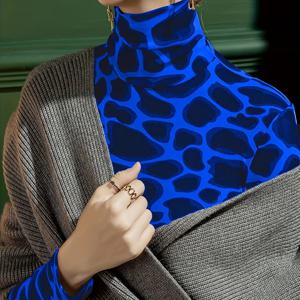 TEMU 여성용 새로운 가을 프린트 터틀넥 탑, 핏 좋은 긴소매, 가을/겨울 레이어링에 스타일리시하고 우아함.