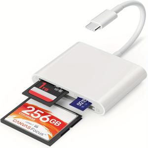 TEMU USB C SD 카드 리더기는 아이폰 15, 맥, 아이패드와 호환되며, USB C-CF/SD/TF 카드 어댑터를 지원하여 콤팩트 플래시 및 SD 카드를 사용할 수 있는 3개의 슬롯을 제공하며 맥북 프로, 에어, 아이맥 M1, M2와 호환됩니다.